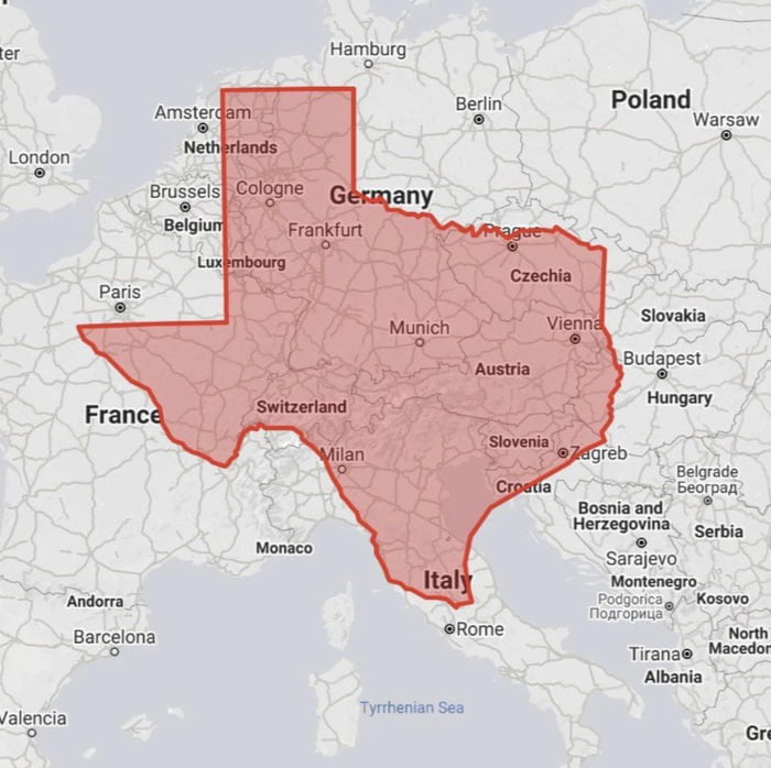 Size Of Texas Vs Europe 9GAG