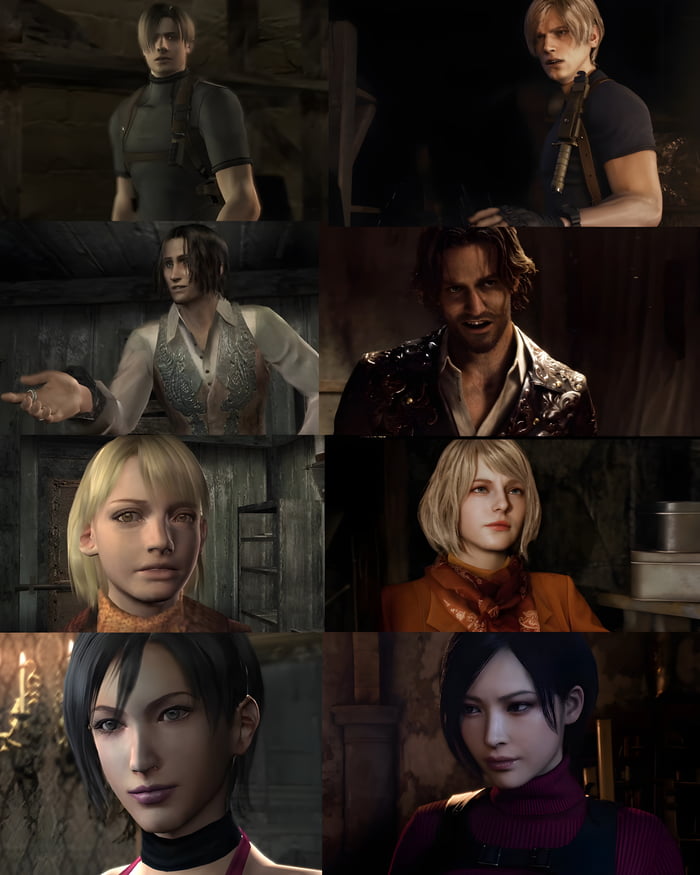 Character comparison. Resident Evil 4 Remake и оригинал сравнение. Оригинал или ремейк. Резик 3 оригинал. The brothers Original vs Remake.