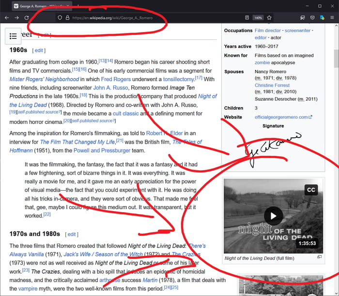 You can watch Night of the Living Dead on Wikipedia, because it wasn't