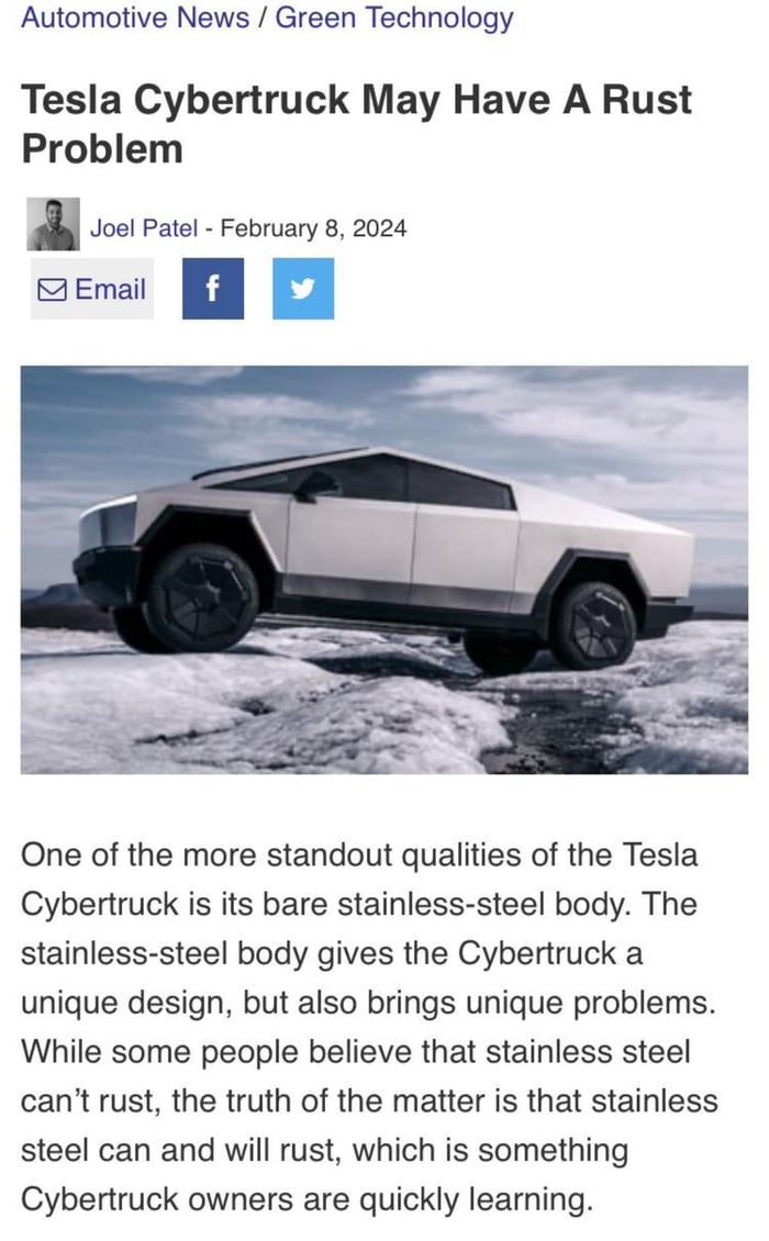 New Tesla Trucks Are Rusting - 9GAG