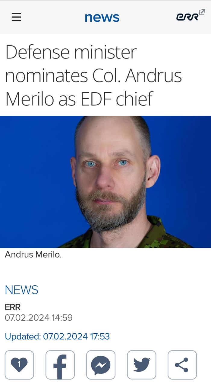 Estonia To Appoint Finnish-trained Colonel Andrus Merilo As The ...