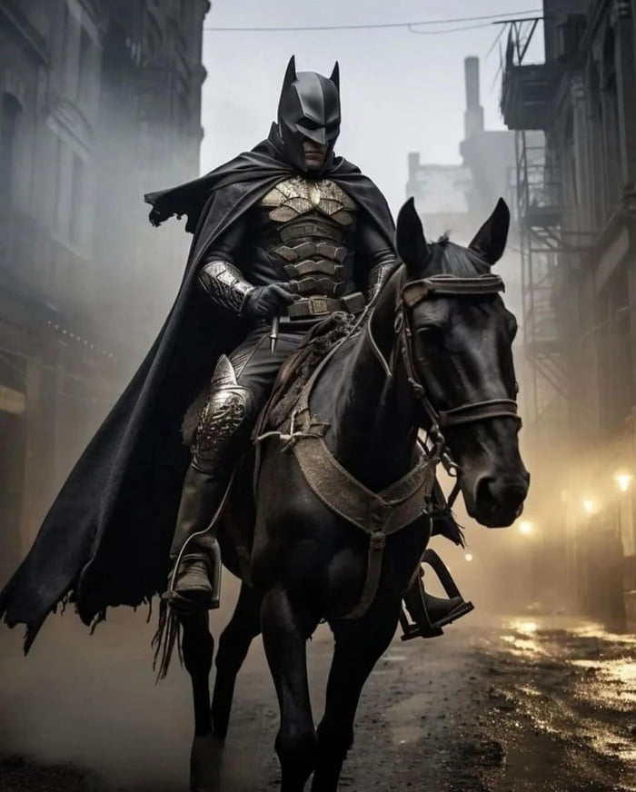 Batman on his bathorse 1890 colorized - 9GAG