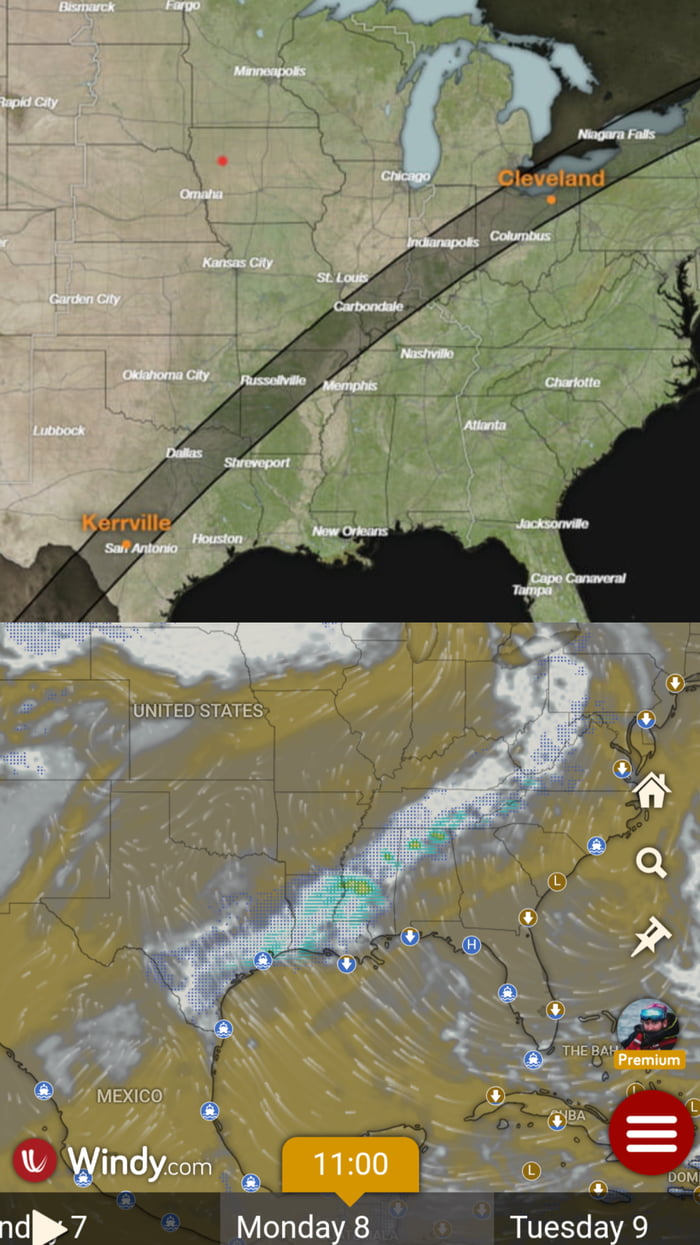 Path of the Eclipse and the cloud forecast during the eclipse. - 9GAG