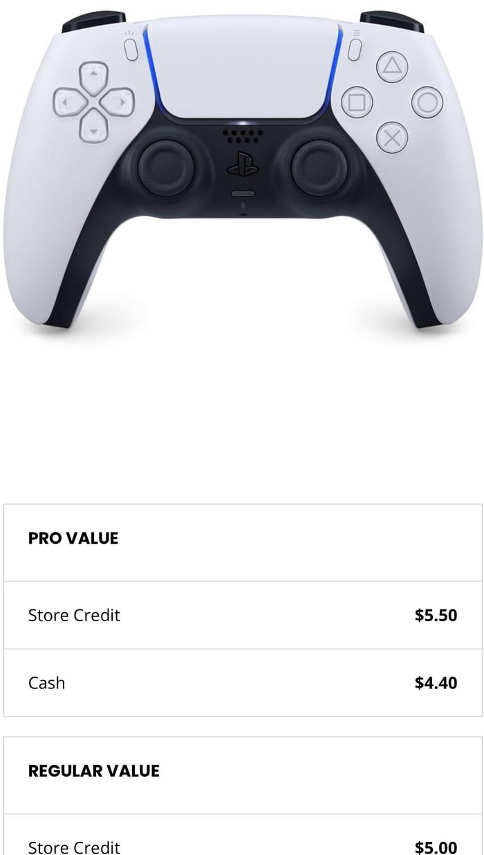 Does this count? GameStops trade in value for a ps5 controller. 9GAG