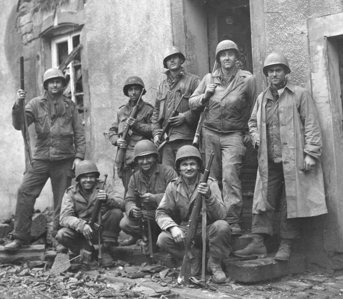 December 9, 1944, in Dillingen, Germany- members of the 357th Infantry ...