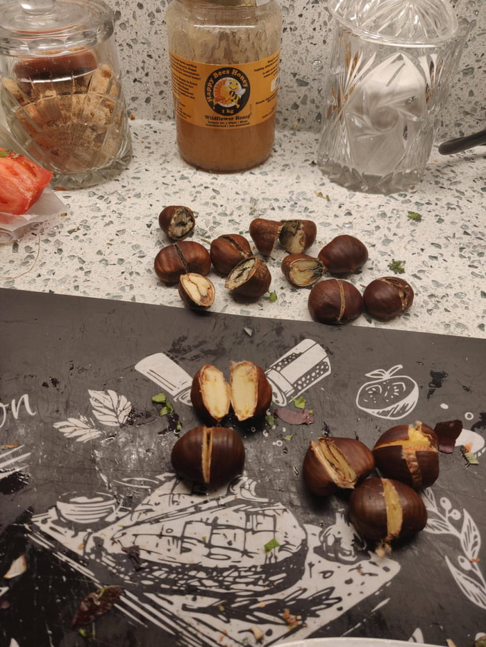Over 50 of these chestnuts are mold. Not moldy. Just mold. The meat is
