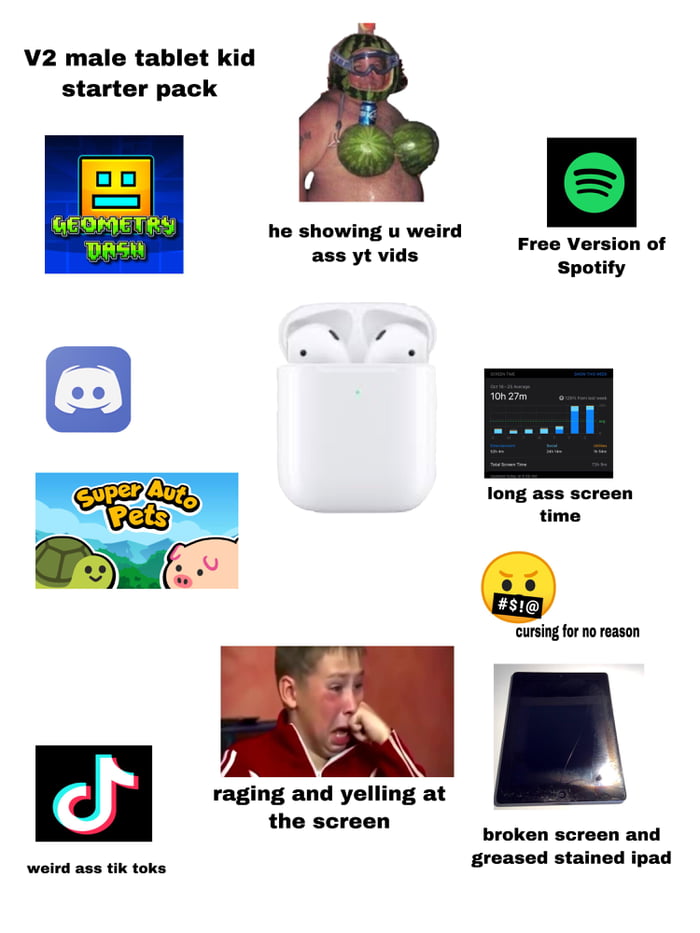 V2 male tablet kid starter pack - 9GAG