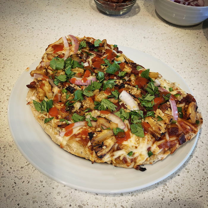 Grilled pineapple, bacon, onion jam, pizza 9GAG