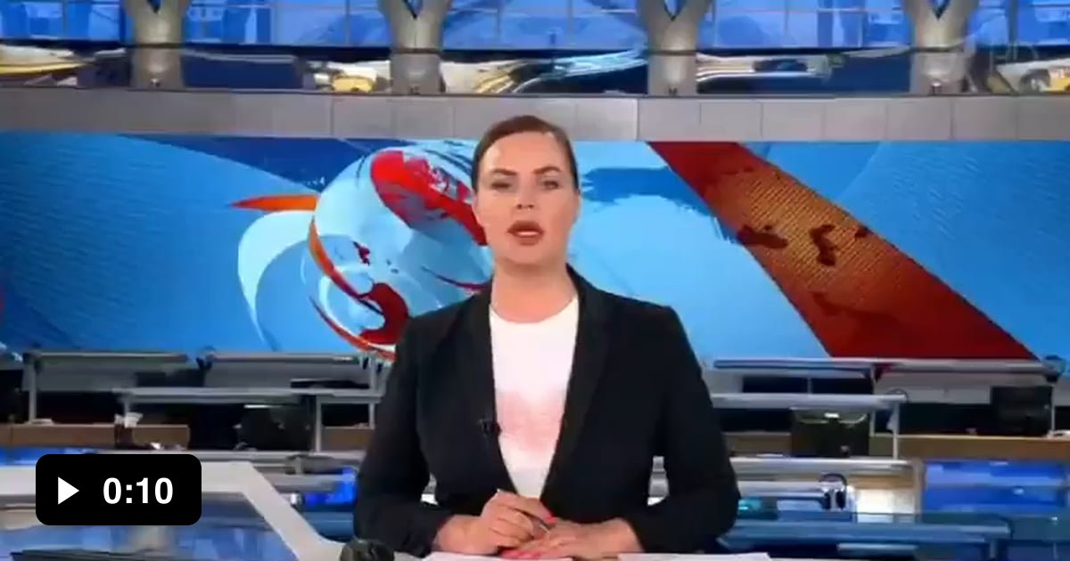 A woman interrupted a live Russian news program to protest against the ...