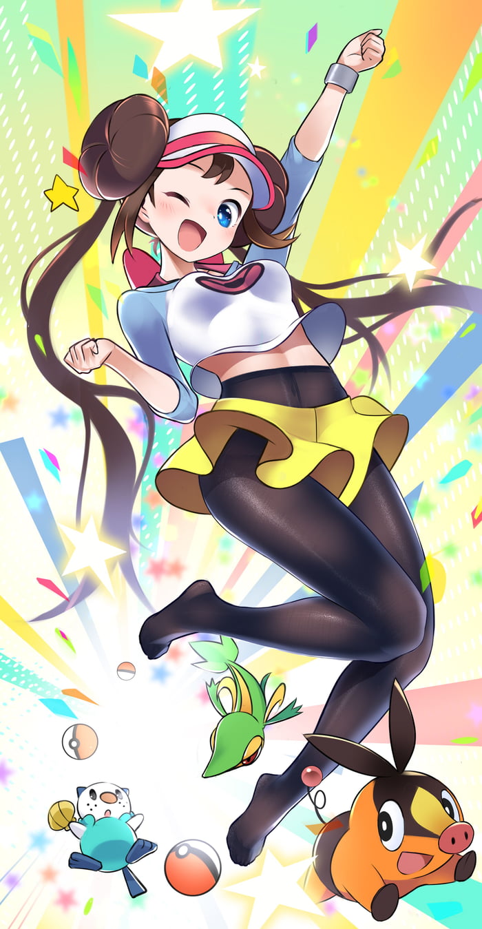 Anime Pantyhose Legs Pokemon Trainer Rosa Mei Pokemon Black L White Jumping In