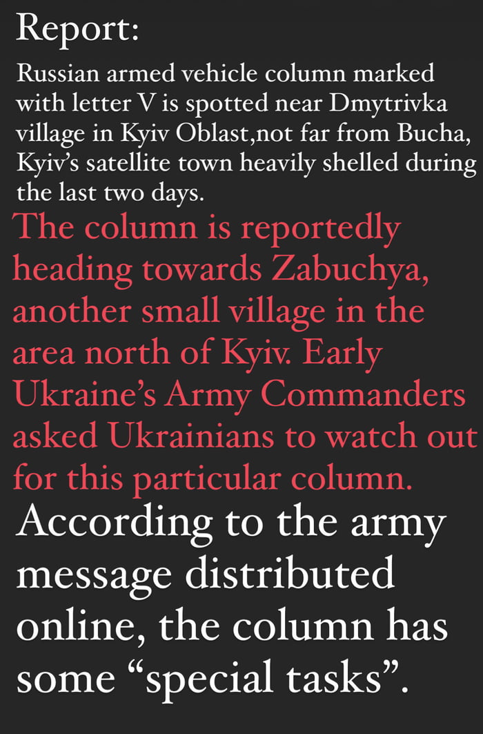To anyone near Dmytrivka village in Kyiv Oblast. Report form The Kiev