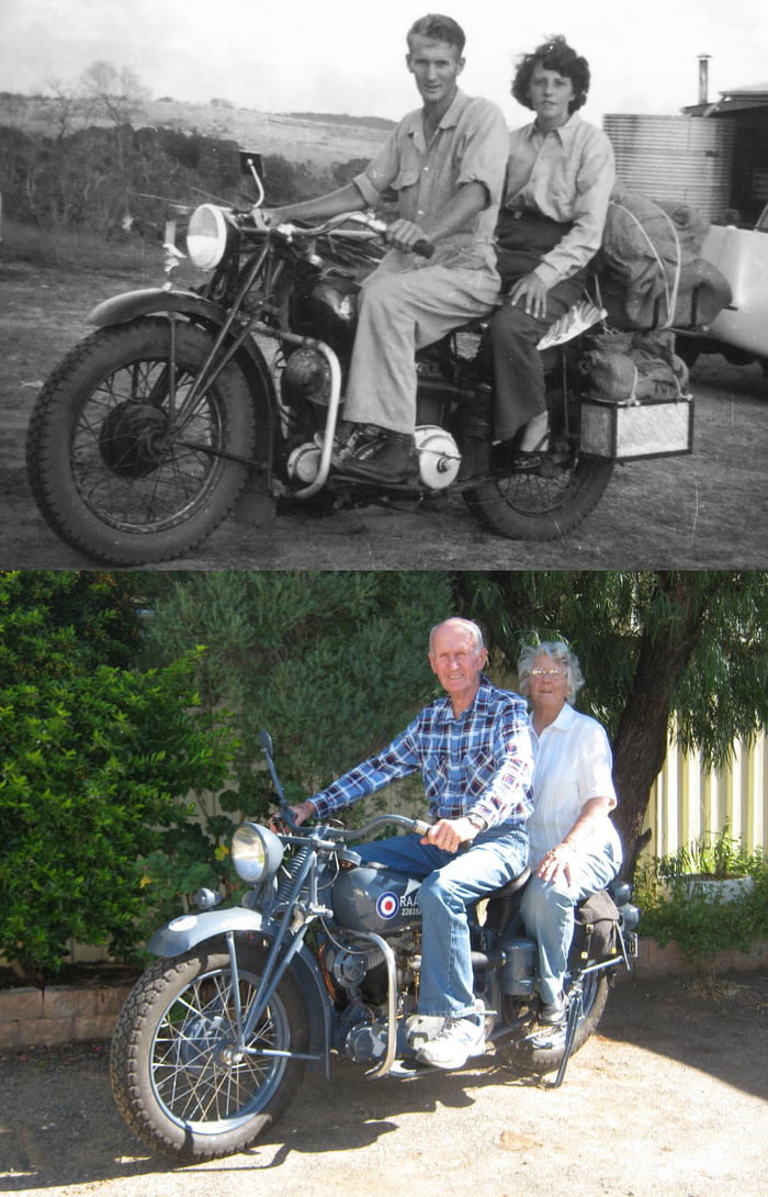 same-bike-same-couple-1955-and-2015-9gag