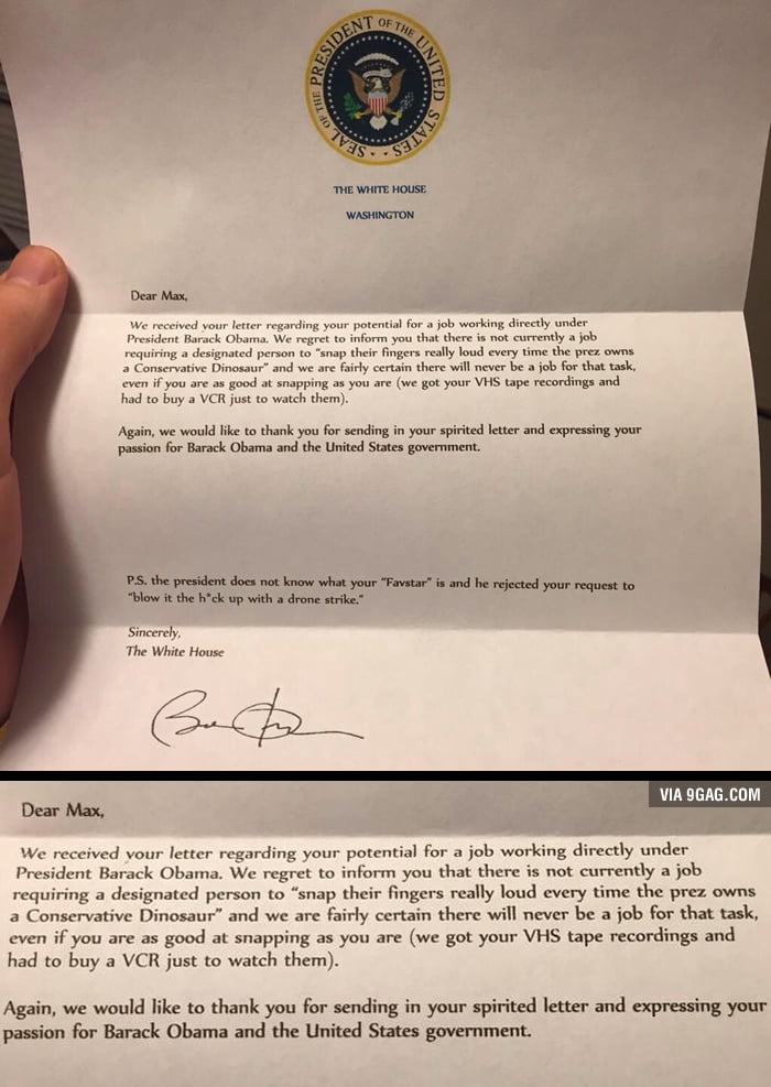 letter to visit the white house