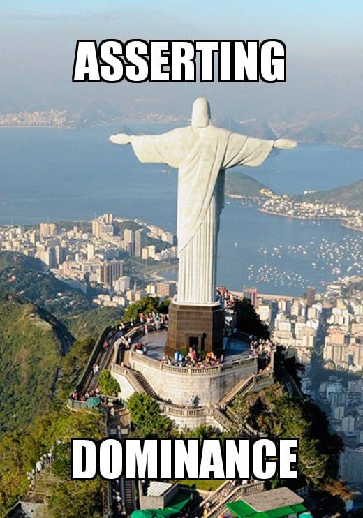 Jesus from Świebodzin uses the T-pose to assert his domination over Jesus  from Rio, from whom he is 3 meters taller : r/dankmemes