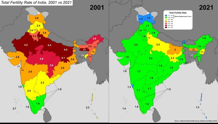 Most Indian states already have below replacement fertility rates with ...