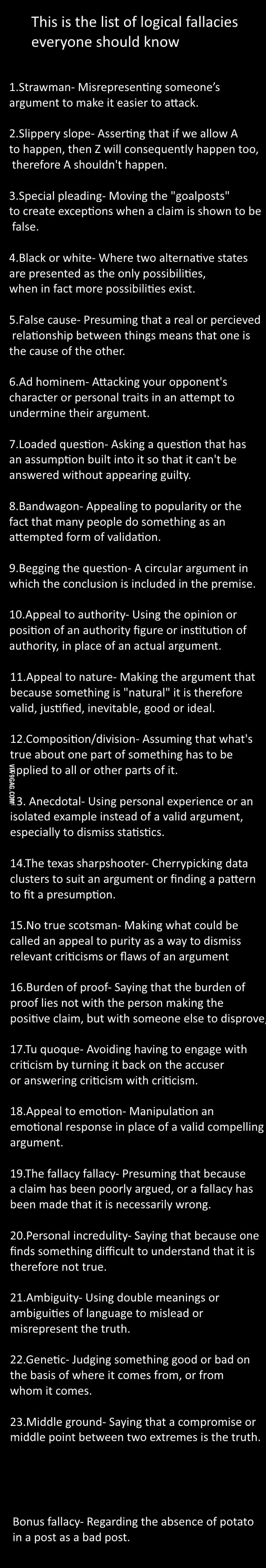 Thou Shalt Not Commit Logical Fallacies! - 9GAG