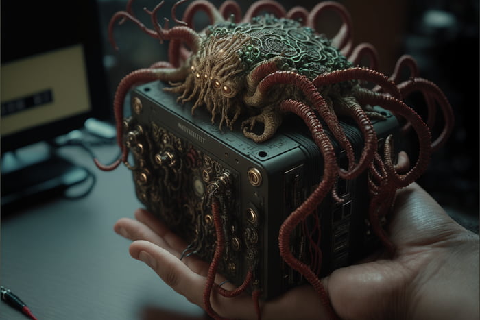 I asked Midjourney 4 to generate an image of a demonic Raspberry Pi ...