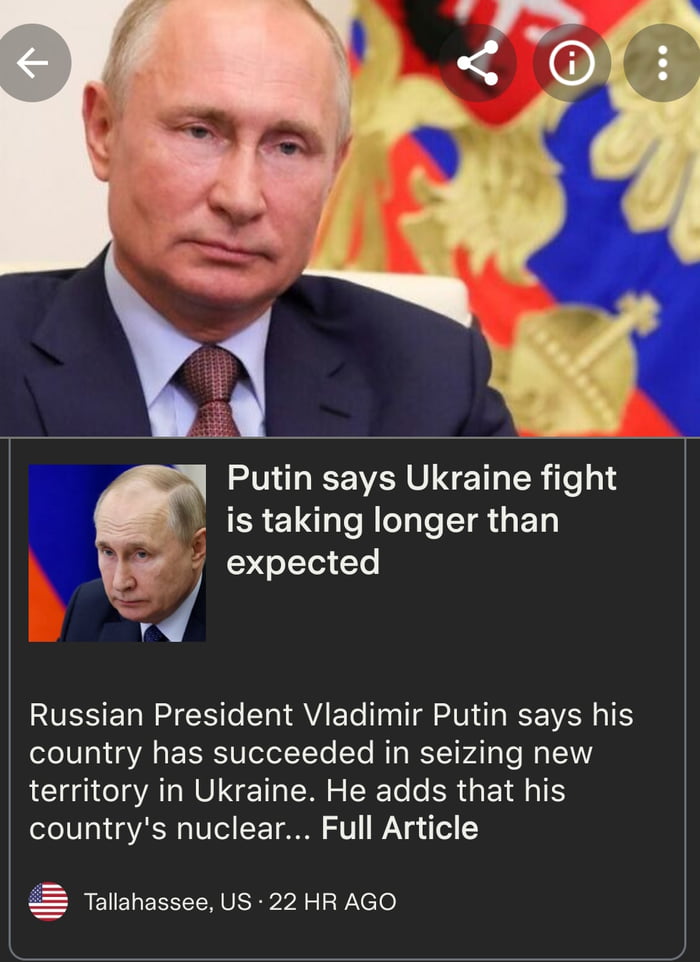 Putin Admitted What We Already Know Long Ago... Not Everything Is Going According The Plan. - 9GAG