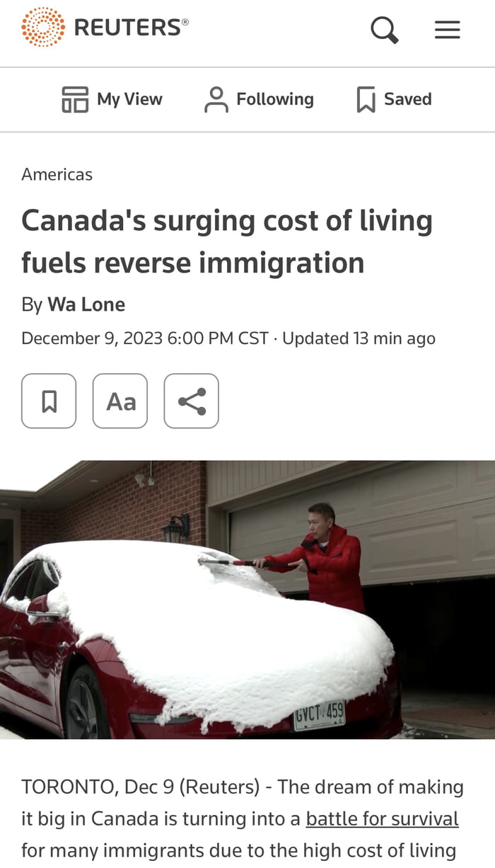 Canada's Surging Cost Of Living Fuels Reverse Immigration - 9GAG