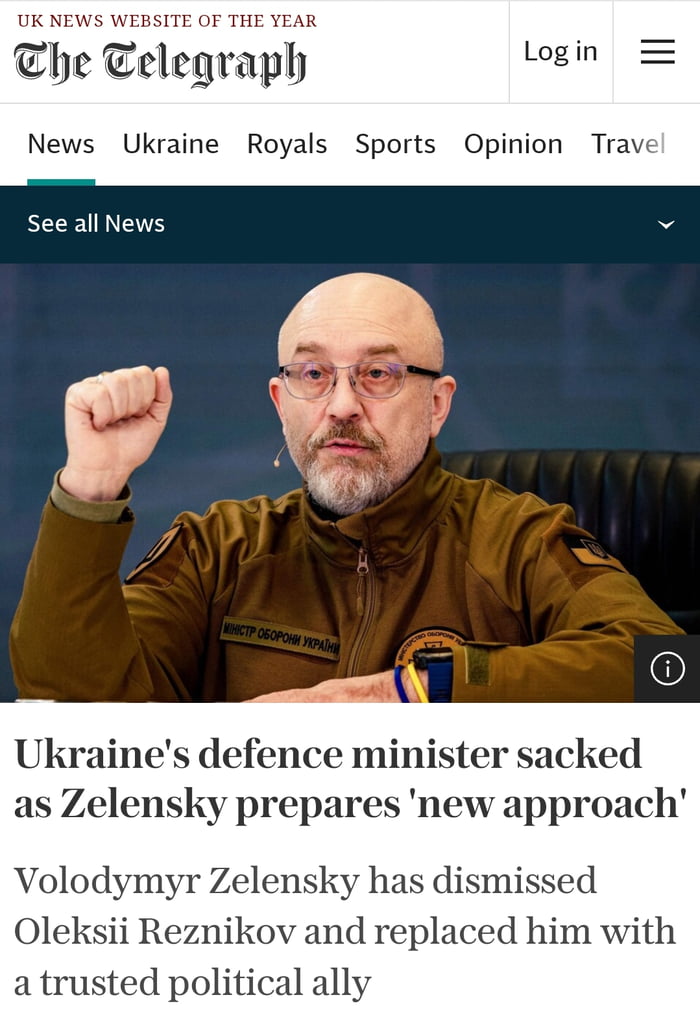 Ukraine Fires Defense Minister - 9GAG