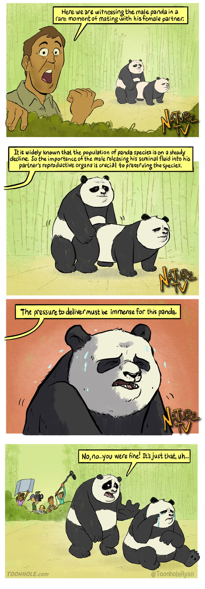 What is black, white, and blue? A sad panda. 9GAG