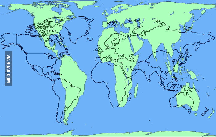 World map without distortion! Real continent sizes! - 9GAG