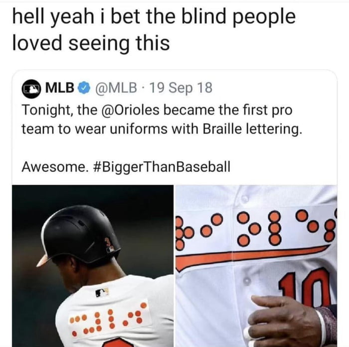 Braille on baseball jerseys - 9GAG