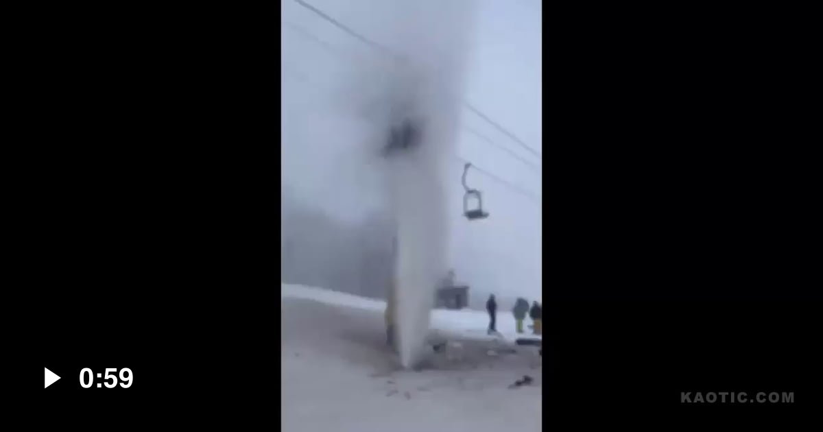 Pipe bursts under ski lift at Beech Mountain N.C; 10 January 2022. 9GAG