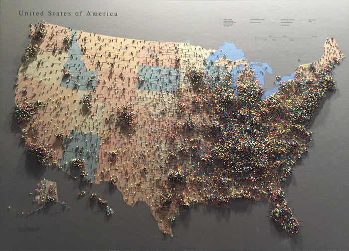 This pin map of people’s hometowns. - 9GAG