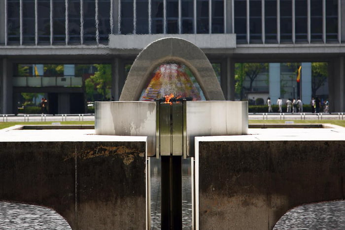 Image of peace flame in hiroshima peace memorial park. The flame has ...