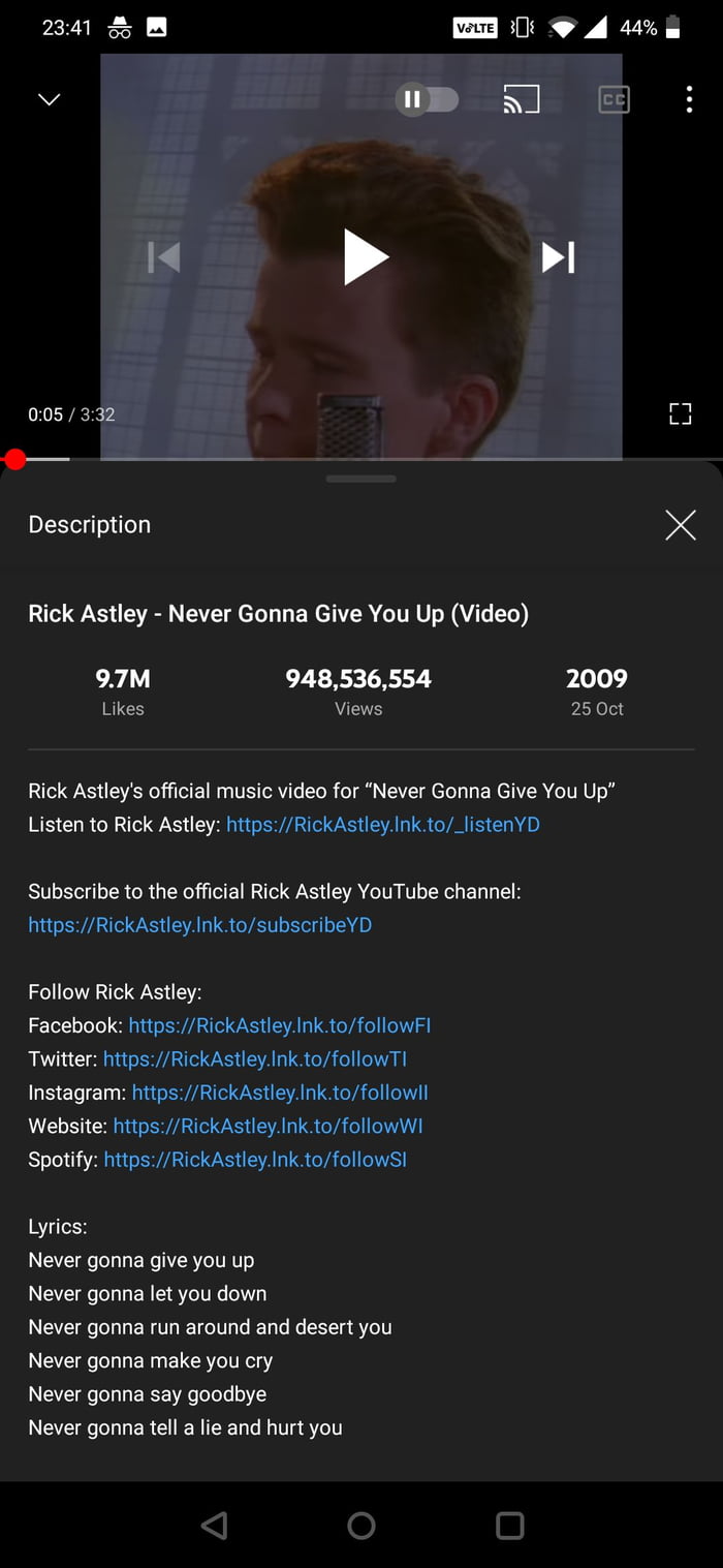 Rick Roll For The Cause We Re Just 50 Mio Views Away From 1 Billion 9gag