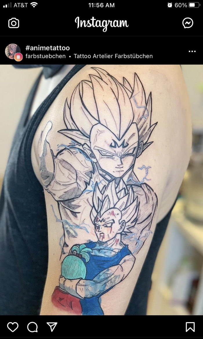 A tattoo of Vegeta getting a BJ during a battle  9GAG