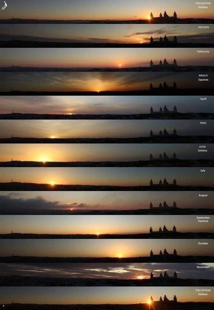Same place same time each photo in a different month 9gag