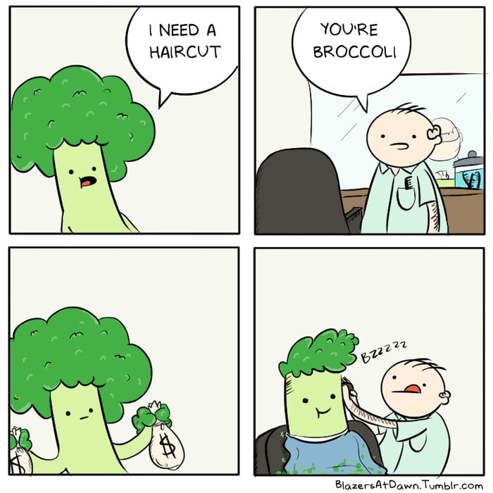 Кот с брокколи мем I need a haircut - 9GAG