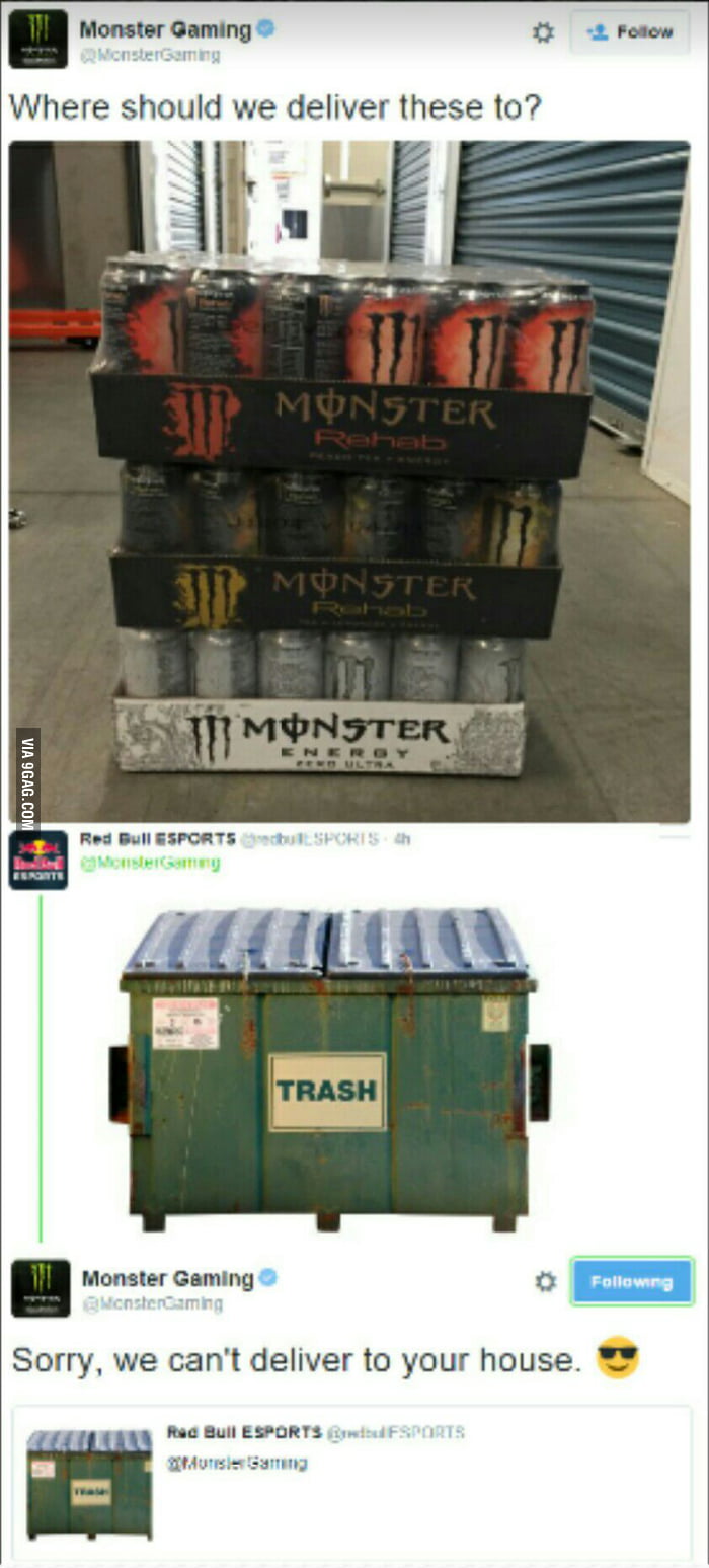 Twitter Fight Between Monster Energy And Redbull 9gag