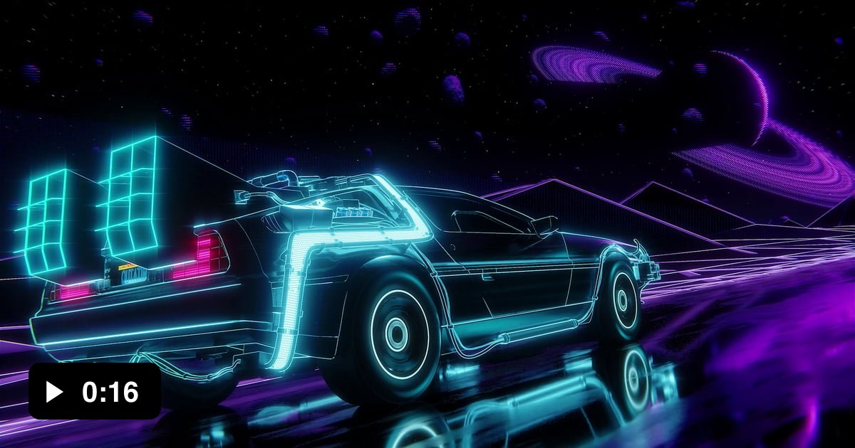 A retro DeLorean loop animation I made in Blender - 9GAG
