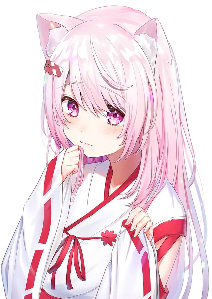 Cute pink haired anime girl