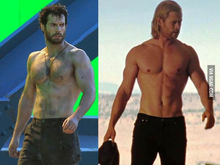 Shirtless Thor vs Shirtless Superman....as a girl, I'm in dilemma... - 9GAG