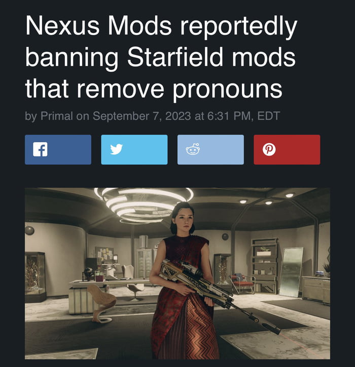 Banned 'Starfield' pronouns mod sparks threats of violence