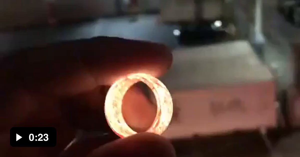 Ring made of resin/epoxy mixed with strontium aluminate powder. 9GAG