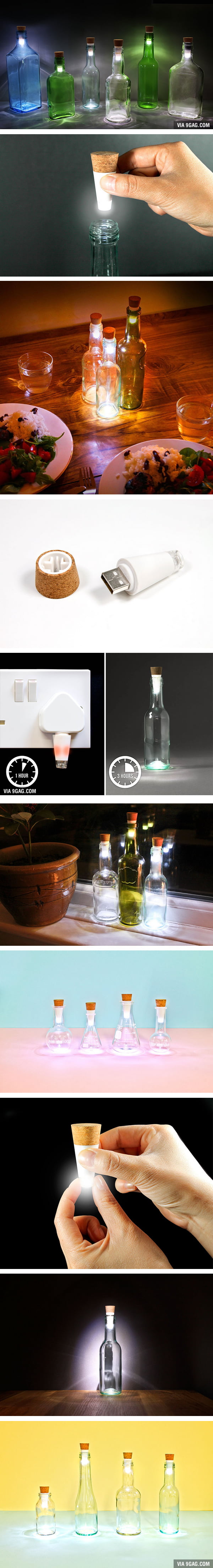 You Can Turn Your Old Bottles Into Lamps With Rechargeable LED Corks!