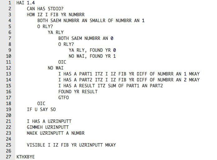 An Example Of Code Written In LOLCODE 9GAG
