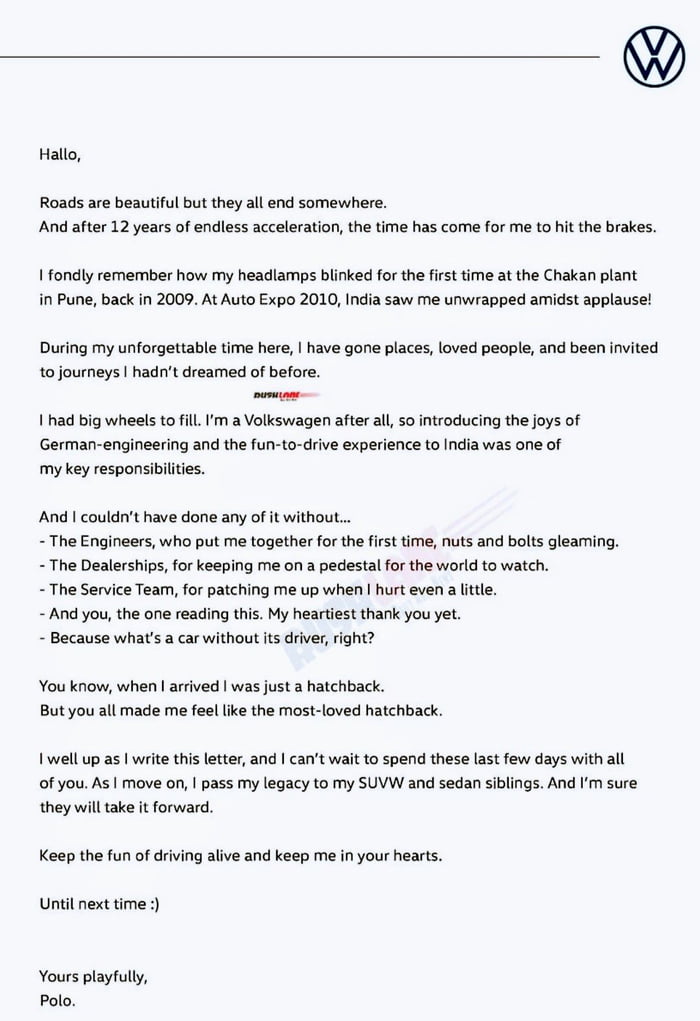 Last letter from an amazing piece of machine.. Any Polo Fans here? - 9GAG