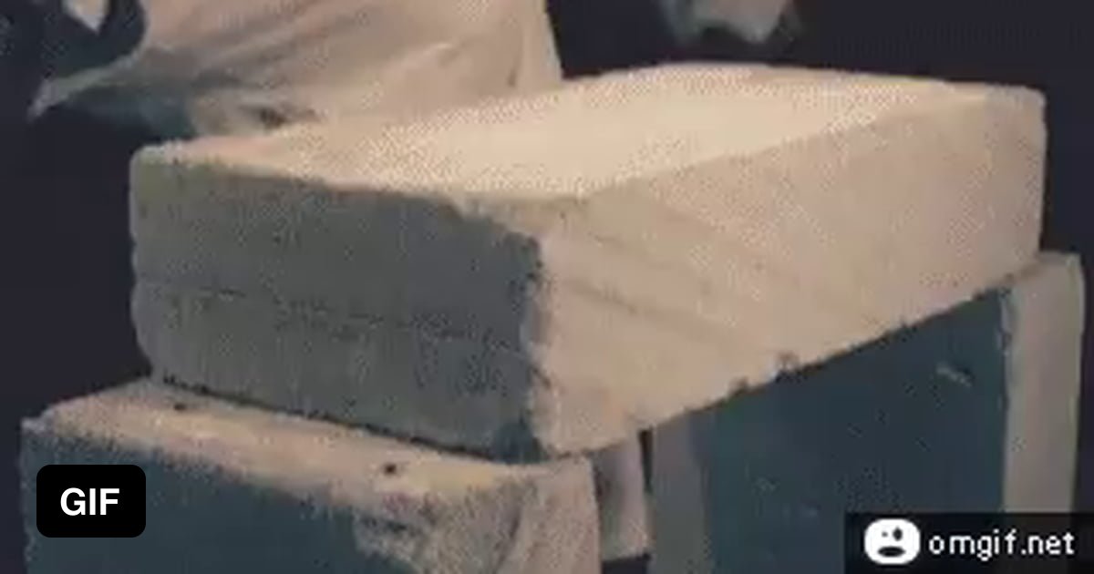 Karate chopping a concrete block at slow motion 9GAG