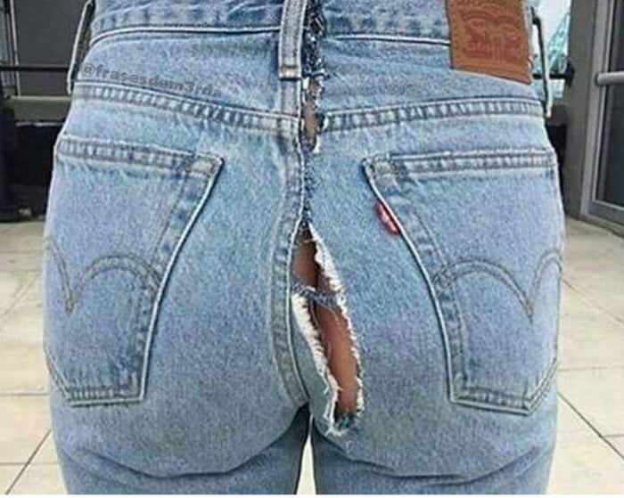 Girl fart in jeans