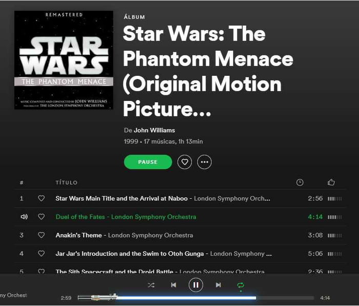 lightsaber in spotify