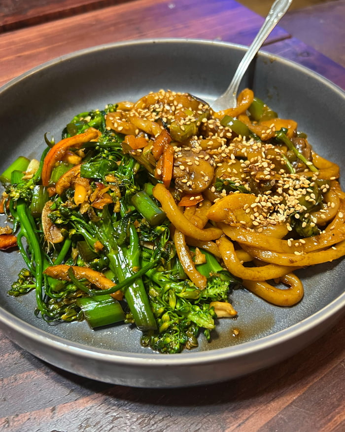 Broccolini with soy sauce, garlic, & peanuts served with a vegetable