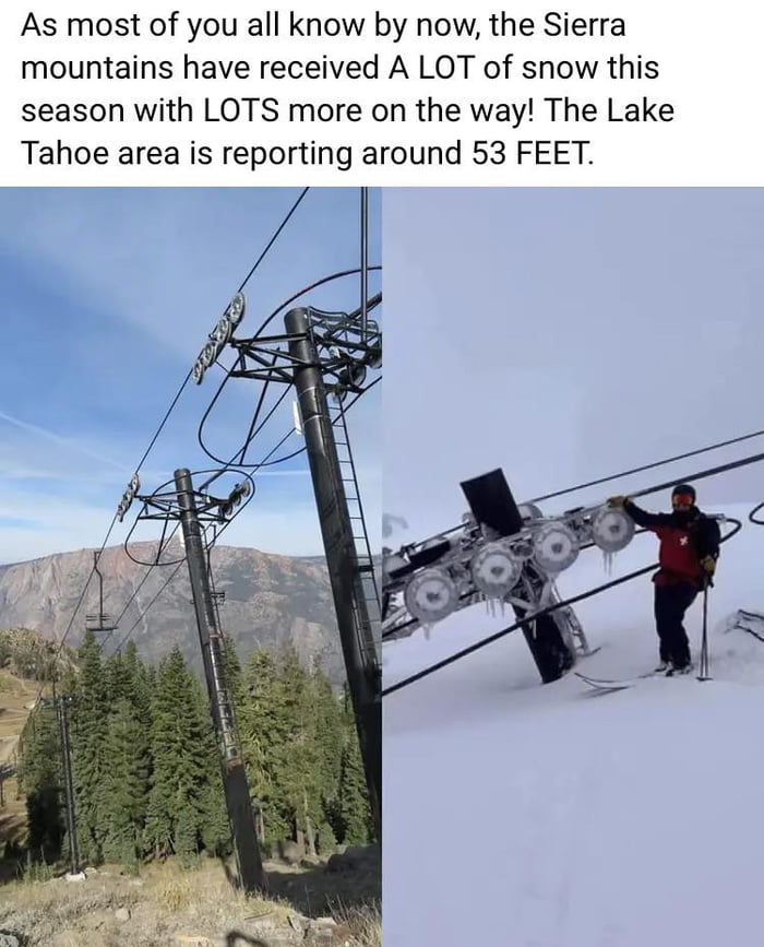 The amount of snow in CA mountains right now - 9GAG