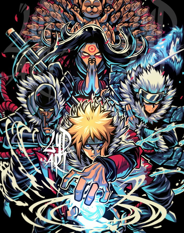 The previous 4 Hokage from Naruto. Pretty cool art style. Artist ...