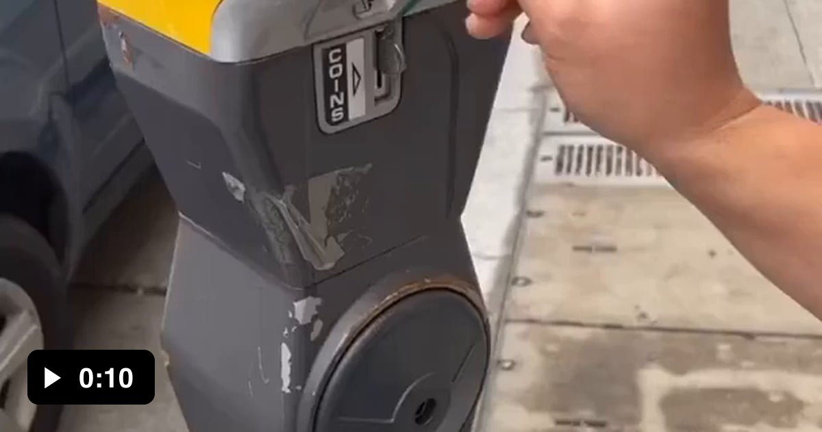 Hacking a parking meter with a quarter glued on a coffee stirrer 9GAG